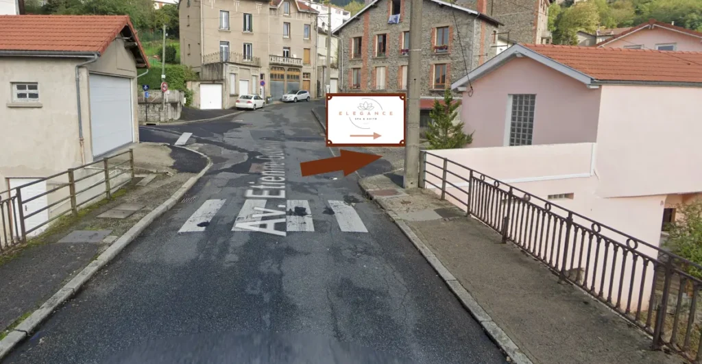 chemin arrivée par le bas de Thiers coté gare-Élégance Spa Suite-suite privative-espace bien-être-spa privatif-sauna finlandais-jacuzzi-balnéo-espace détente-réservation évènements-anniversaire-fête-groupe-amoureux-famille-suite de luxe-Thiers-Puy-de-Dôme